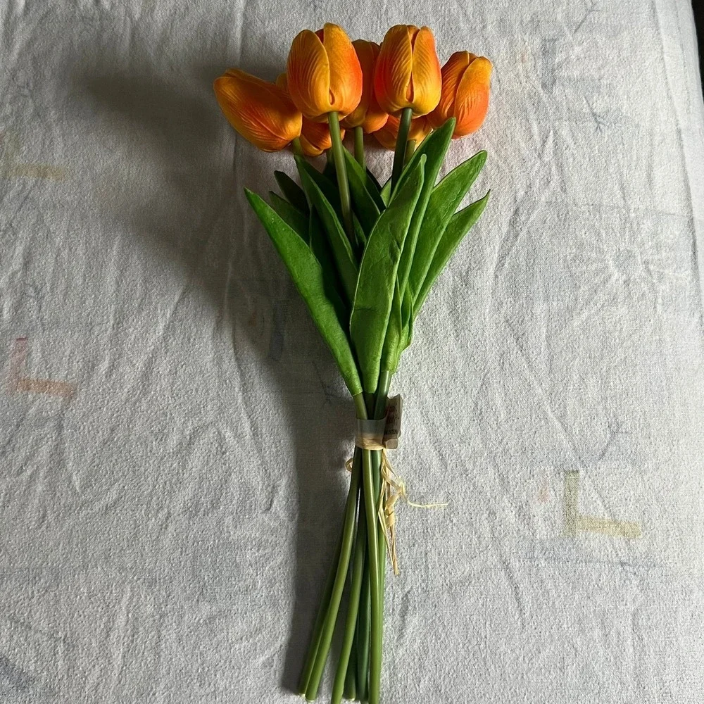 Bachman's Artificial Tulip Bouquet Home Decor OS Orange Brand New Faux Floral